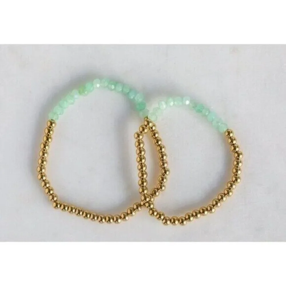 Girls + Mom Matching Bracelets Waterproof Gemstone Bracelets Set Bundle of 2